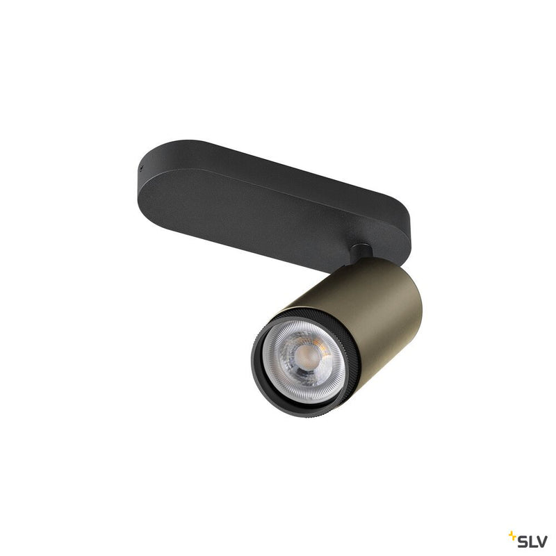 SLV 1009094 GRIP! L, SPOT CL, single, QPAR51, ceiling-mounted light, cylindrical, 1 x max. 6 W, bronze / black