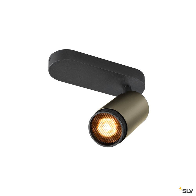 SLV 1009094 GRIP! L, SPOT CL, single, QPAR51, ceiling-mounted light, cylindrical, 1 x max. 6 W, bronze / black