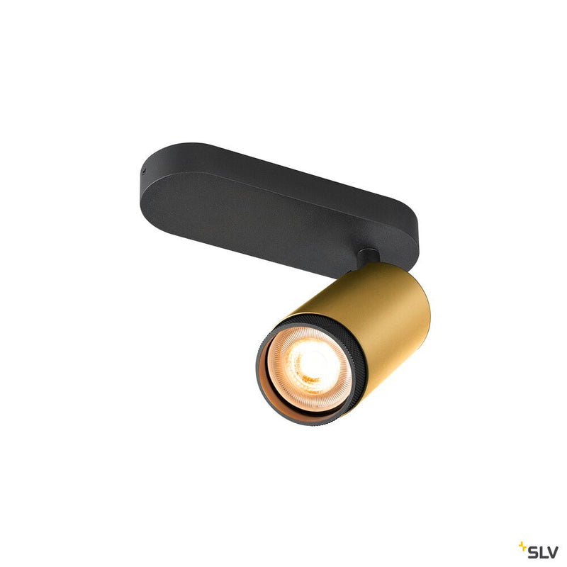SLV 1009095 GRIP! L, SPOT CL, single, QPAR51, Ceiling-mounted light, cylindrical, 1 x max. 6 W, gold / black