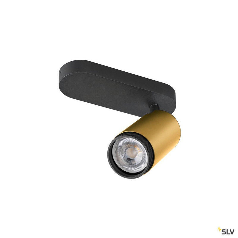 SLV 1009095 GRIP! L, SPOT CL, single, QPAR51, Ceiling-mounted light, cylindrical, 1 x max. 6 W, gold / black