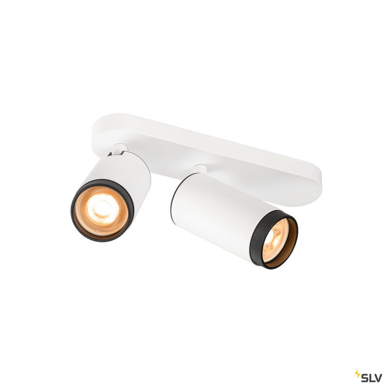 SLV 1009096 GRIP! L, SPOT CL, double, QPAR51, ceiling-mounted light, cylindrical, 2 x max. 6 watts, white/black