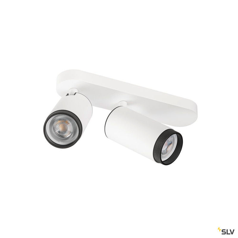 SLV 1009096 GRIP! L, SPOT CL, double, QPAR51, ceiling-mounted light, cylindrical, 2 x max. 6 watts, white/black