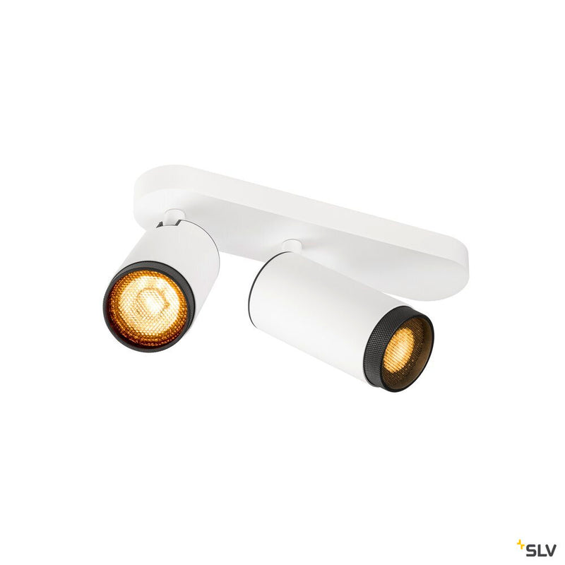 SLV 1009096 GRIP! L, SPOT CL, double, QPAR51, ceiling-mounted light, cylindrical, 2 x max. 6 watts, white/black