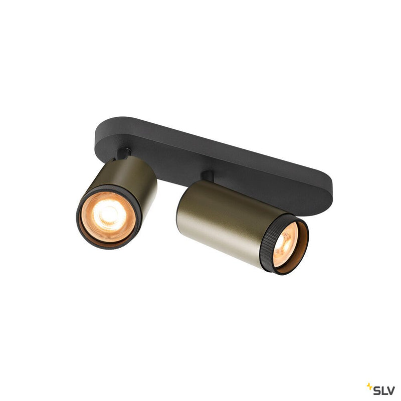 SLV 1009098 GRIP! L, SPOT CL, double, QPAR51, ceiling-mounted light, cylindrical, 2 x max. 6 watts, bronze / black