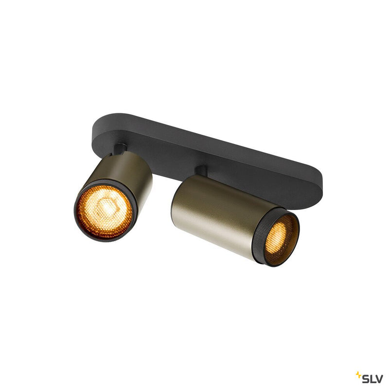 SLV 1009098 GRIP! L, SPOT CL, double, QPAR51, ceiling-mounted light, cylindrical, 2 x max. 6 watts, bronze / black