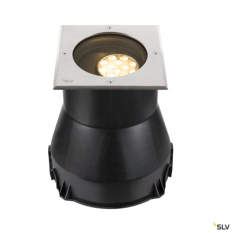SLV 1009169 DASAR® L, recessed floor light, asymmetrical, 3000K, 70°/40°, IP65/IP67, square, stainless steel / black