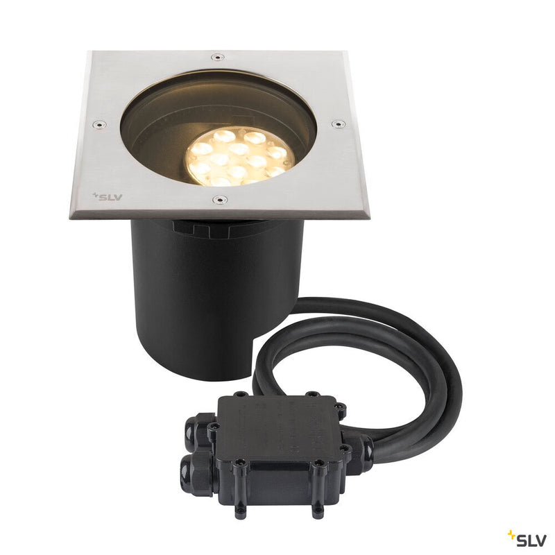 SLV 1009169 DASAR® L, recessed floor light, asymmetrical, 3000K, 70°/40°, IP65/IP67, square, stainless steel / black