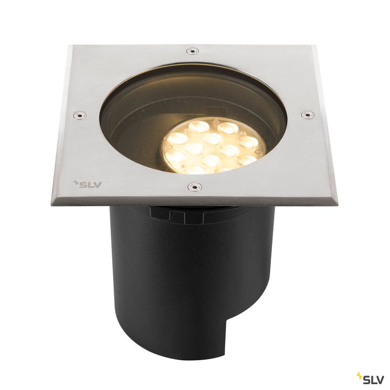 SLV 1009169 DASAR® L, recessed floor light, asymmetrical, 3000K, 70°/40°, IP65/IP67, square, stainless steel / black