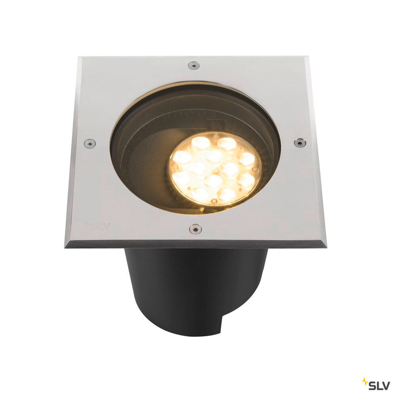 SLV 1009169 DASAR® L, recessed floor light, asymmetrical, 3000K, 70°/40°, IP65/IP67, square, stainless steel / black