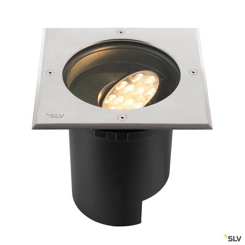 SLV 1009169 DASAR® L, recessed floor light, asymmetrical, 3000K, 70°/40°, IP65/IP67, square, stainless steel / black