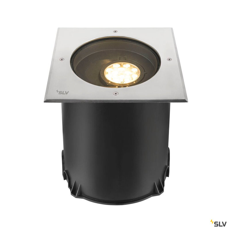 SLV 1009171 DASAR® XL, recessed floor light, asymmetric, 3000K, 70°/40°, IP65/IP67, square, stainless steel / black