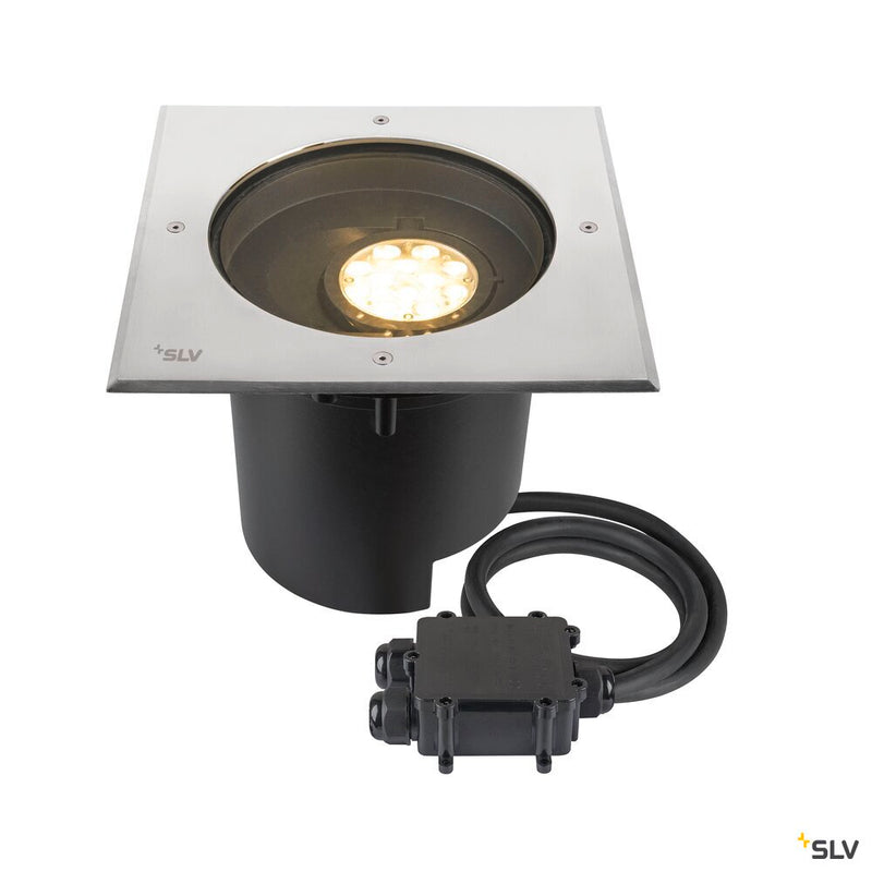 SLV 1009171 DASAR® XL, recessed floor light, asymmetric, 3000K, 70°/40°, IP65/IP67, square, stainless steel / black