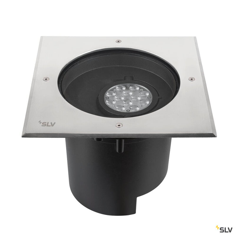 SLV 1009171 DASAR® XL, recessed floor light, asymmetric, 3000K, 70°/40°, IP65/IP67, square, stainless steel / black