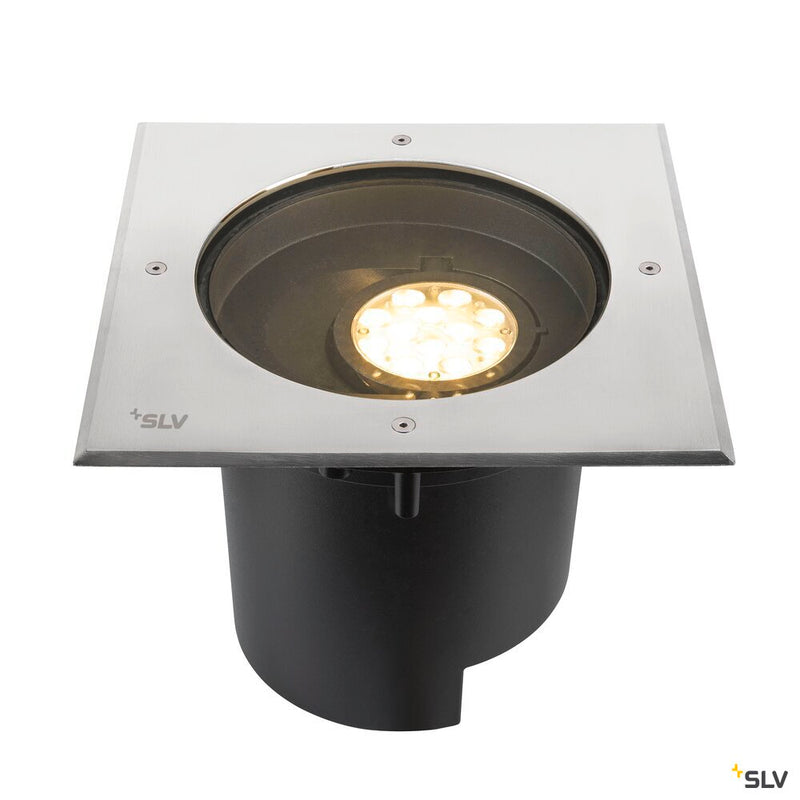 SLV 1009171 DASAR® XL, recessed floor light, asymmetric, 3000K, 70°/40°, IP65/IP67, square, stainless steel / black