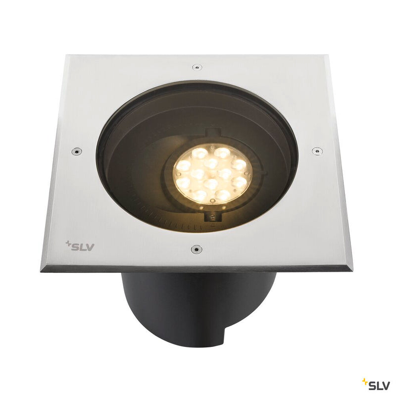 SLV 1009171 DASAR® XL, recessed floor light, asymmetric, 3000K, 70°/40°, IP65/IP67, square, stainless steel / black