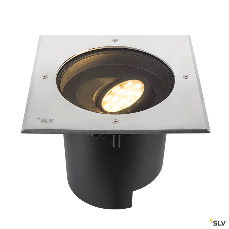 SLV 1009171 DASAR® XL, recessed floor light, asymmetric, 3000K, 70°/40°, IP65/IP67, square, stainless steel / black