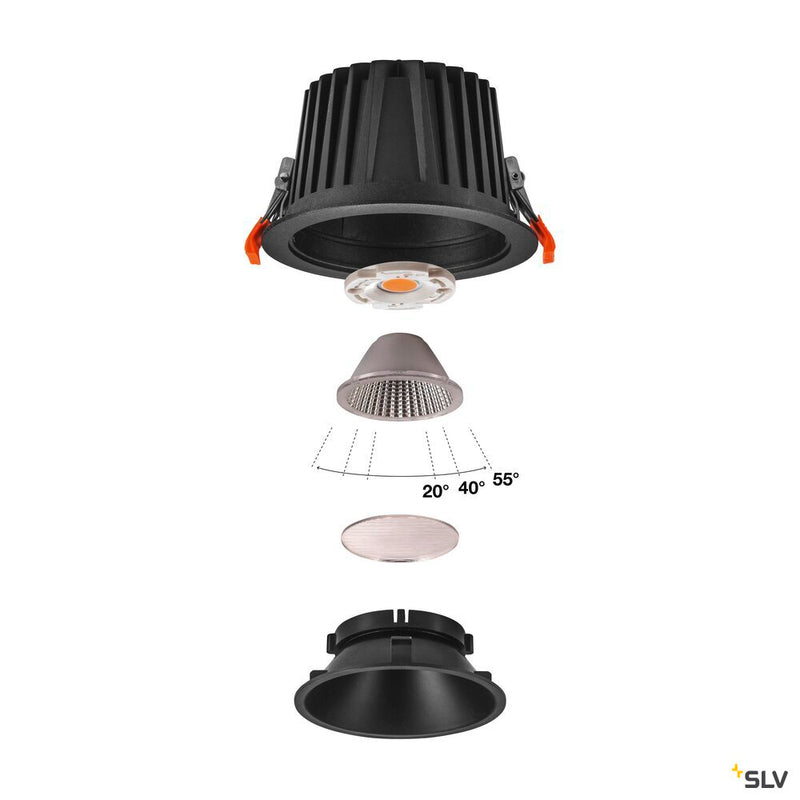 SLV 1009939 NUMINOS® XL, Recessed ceiling light, 3000 K, 40°, IP20, round, black