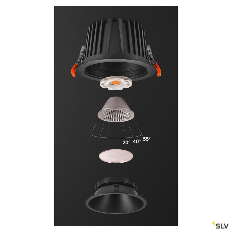 SLV 1009939 NUMINOS® XL, Recessed ceiling light, 3000 K, 40°, IP20, round, black