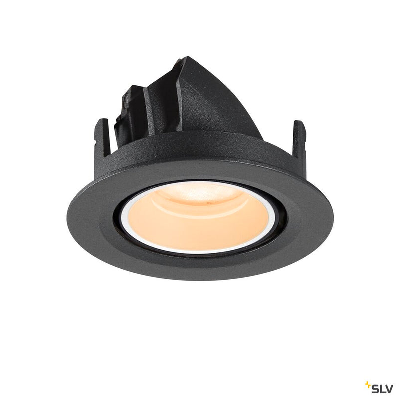 SLV 1010033 NUMINOS® GIMBLE XS, Recessed ceiling light, 2700 K, 55°, IP20, round, black / white