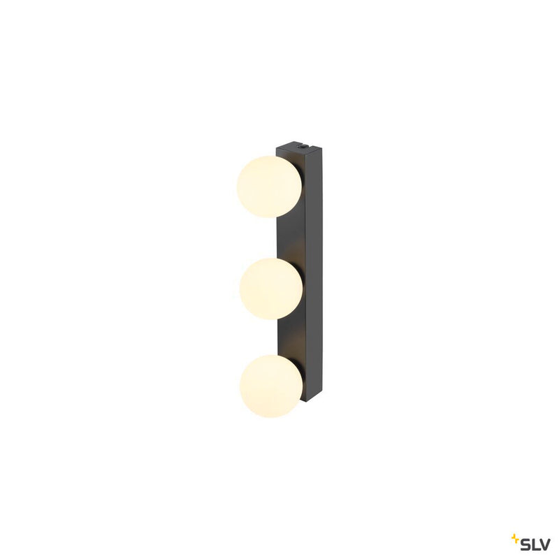 SLV 1010194 SUN Mirror, Wall-mounted light, triple, 2700/3000/4000 K, TOUCH button, 13W, IP44, black