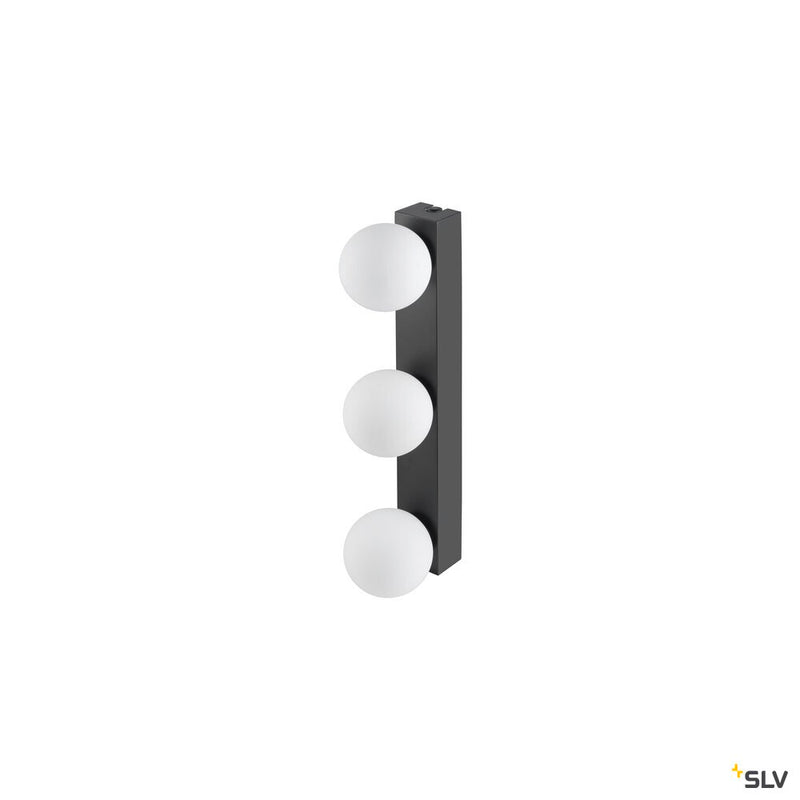 SLV 1010194 SUN Mirror, Wall-mounted light, triple, 2700/3000/4000 K, TOUCH button, 13W, IP44, black