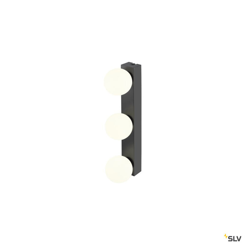 SLV 1010194 SUN Mirror, Wall-mounted light, triple, 2700/3000/4000 K, TOUCH button, 13W, IP44, black
