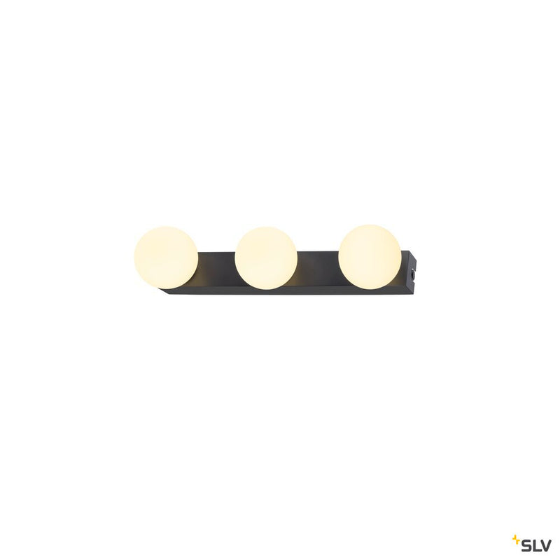 SLV 1010194 SUN Mirror, Wall-mounted light, triple, 2700/3000/4000 K, TOUCH button, 13W, IP44, black