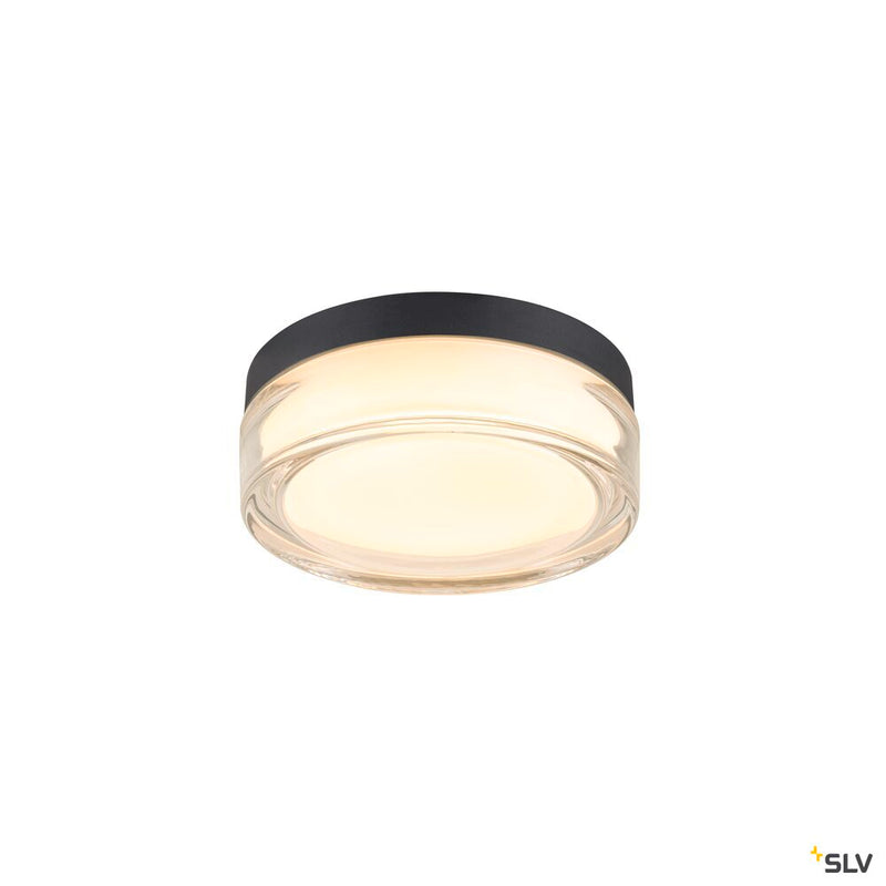 SLV 1010210 CYFT XL, wall- and ceiling-mounted light, 2700/3000/4000K, 15W, PHASE, 125°, IP65 black / transparent