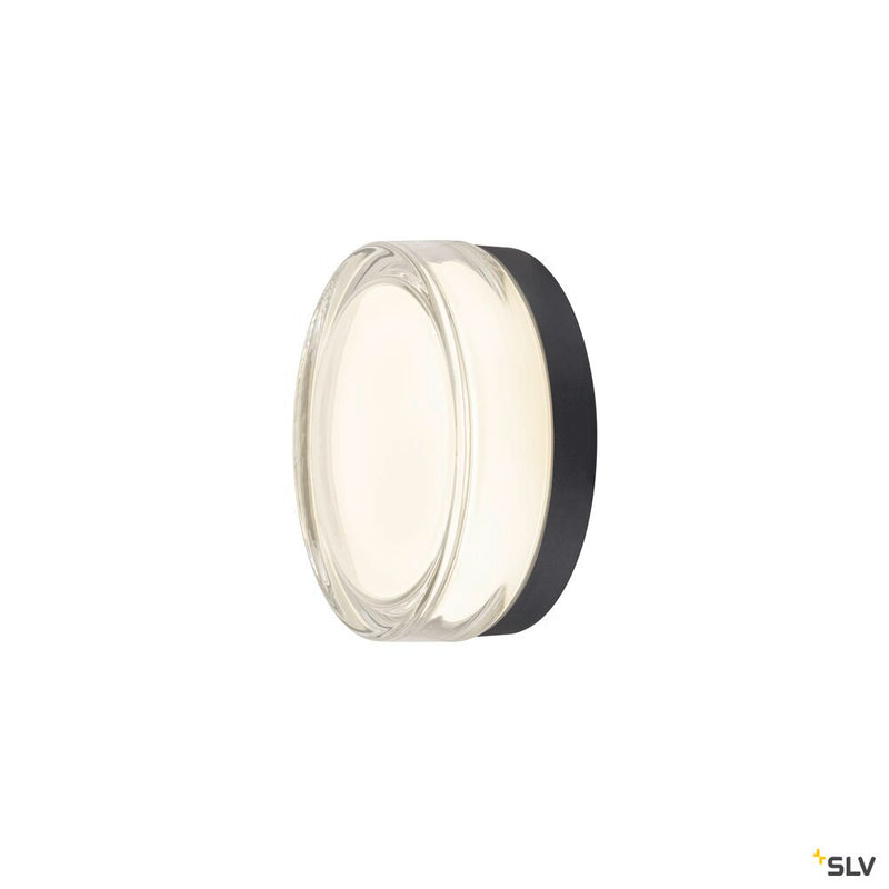 SLV 1010210 CYFT XL, wall- and ceiling-mounted light, 2700/3000/4000K, 15W, PHASE, 125°, IP65 black / transparent