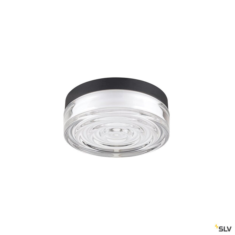 SLV 1010211 CYFT WAVE XL, wall- and ceiling-mounted light, 2700/3000/4000K, 15W, PHASE, 105°, IP65 black / transparent