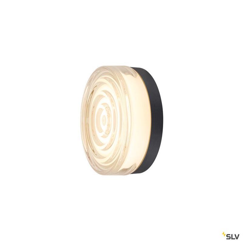 SLV 1010211 CYFT WAVE XL, wall- and ceiling-mounted light, 2700/3000/4000K, 15W, PHASE, 105°, IP65 black / transparent