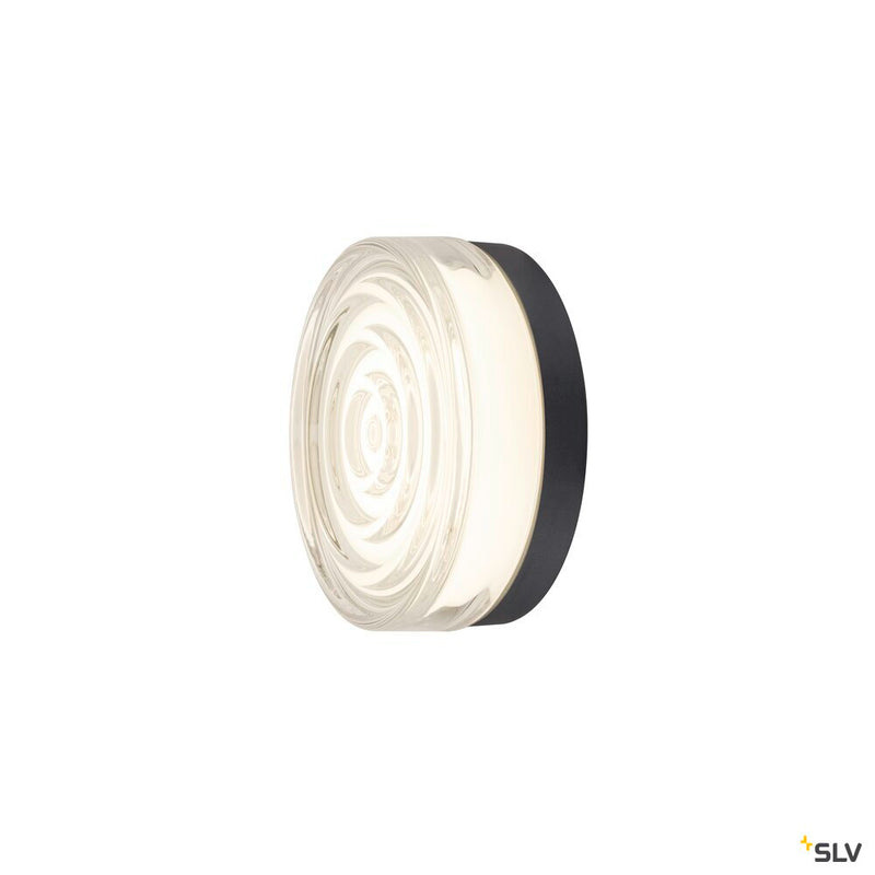 SLV 1010211 CYFT WAVE XL, wall- and ceiling-mounted light, 2700/3000/4000K, 15W, PHASE, 105°, IP65 black / transparent