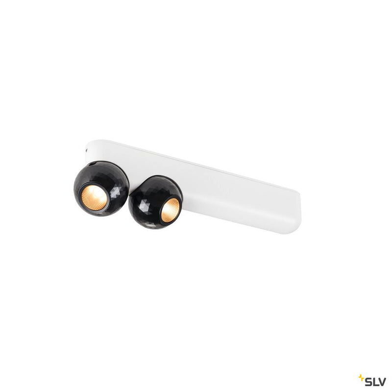 SLV 1010307 DYSKO, Wall and ceiling-mounted light, double, PHASE, 2700K, 13W, 36°, white / black