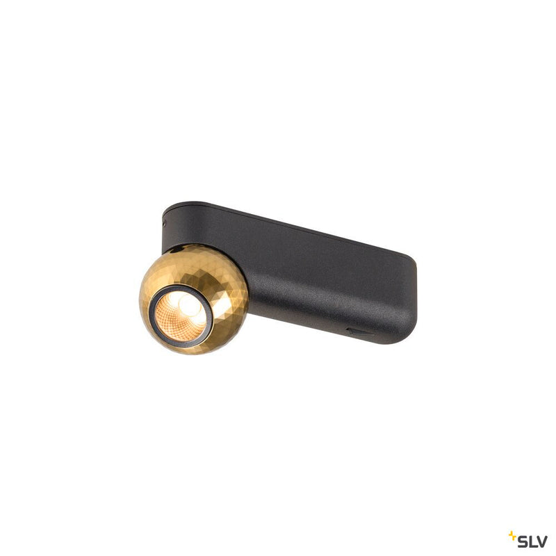 SLV 1010312 DYSKO, Wall and ceiling-mounted light, switch, single, PHASE, 2700K, 6.7W, 36°, black / gold