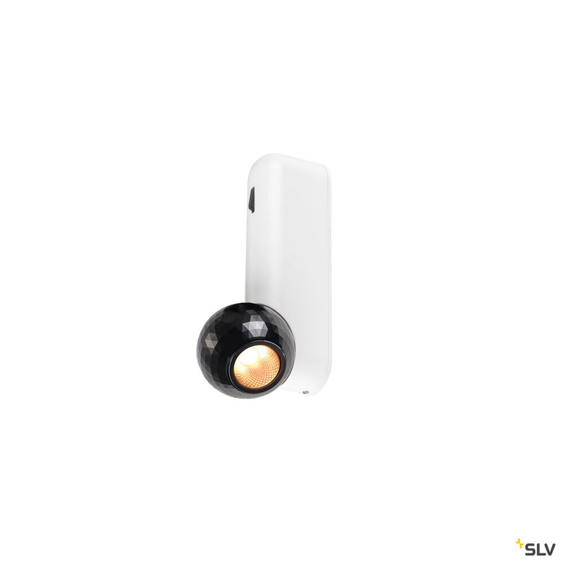 SLV 1010313 DYSKO, Wall and ceiling-mounted light, switch, single, PHASE, 2700K, 6.7W, 36°, white / black