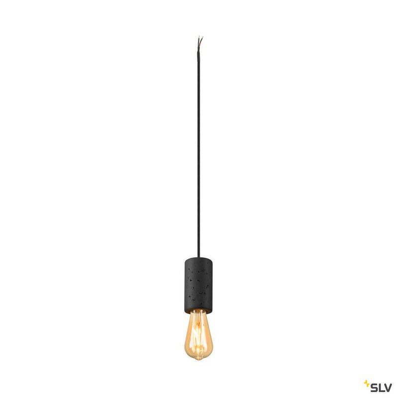 SLV 1010417 FITU PD, E27, stone, pendant light, pendant length 500 cm, open cable end, 1 x max. 15W, black