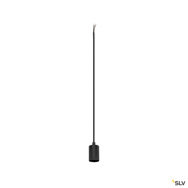 SLV 1010420 FITU PD, E27, ribbed, pendant light, pendant length 500 cm, open cable end, 1 x max. 15W, black