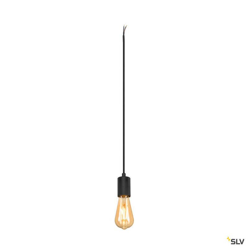 SLV 1010420 FITU PD, E27, ribbed, pendant light, pendant length 500 cm, open cable end, 1 x max. 15W, black