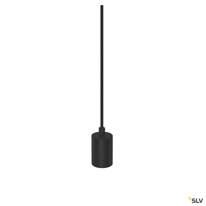 SLV 1010420 FITU PD, E27, ribbed, pendant light, pendant length 500 cm, open cable end, 1 x max. 15W, black