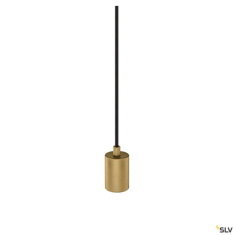 SLV 1010421 FITU PD, E27, ribbed, pendant light, pendant length 500 cm, open cable end, 1 x max. 15W, gold