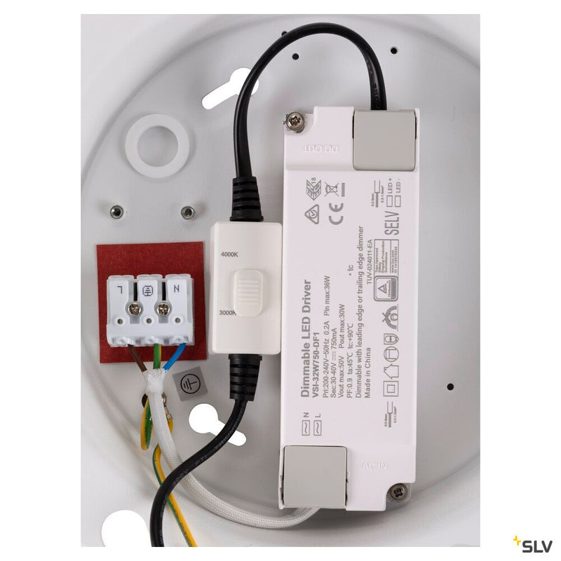 SLV 1010422 PANEL 60, Ceiling-mounted light, round, PHASE, 3000/4000K, 29W, 90°, white