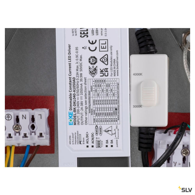 SLV 1010428 PANEL 60, pendant light, round, DALI, pendant length 200 cm, 3000/4000K, 90°, white