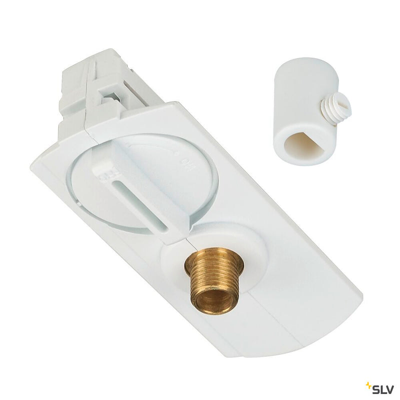 SLV 143121 PENDANT ADAPTER, for 1-phase high-voltage surface-mounted track, white, incl. strain relief and threaded piece