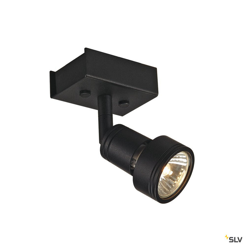 SLV 147360 PURI 1 wall and ceiling light, single-headed, QPAR51, matt black, max. 50 W, with deco ring