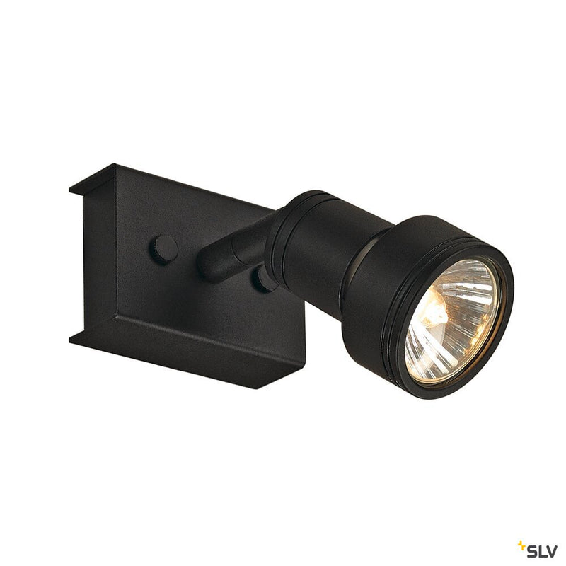 SLV 147360 PURI 1 wall and ceiling light, single-headed, QPAR51, matt black, max. 50 W, with deco ring