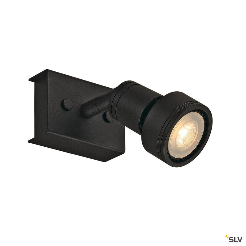 SLV 147360 PURI 1 wall and ceiling light, single-headed, QPAR51, matt black, max. 50 W, with deco ring