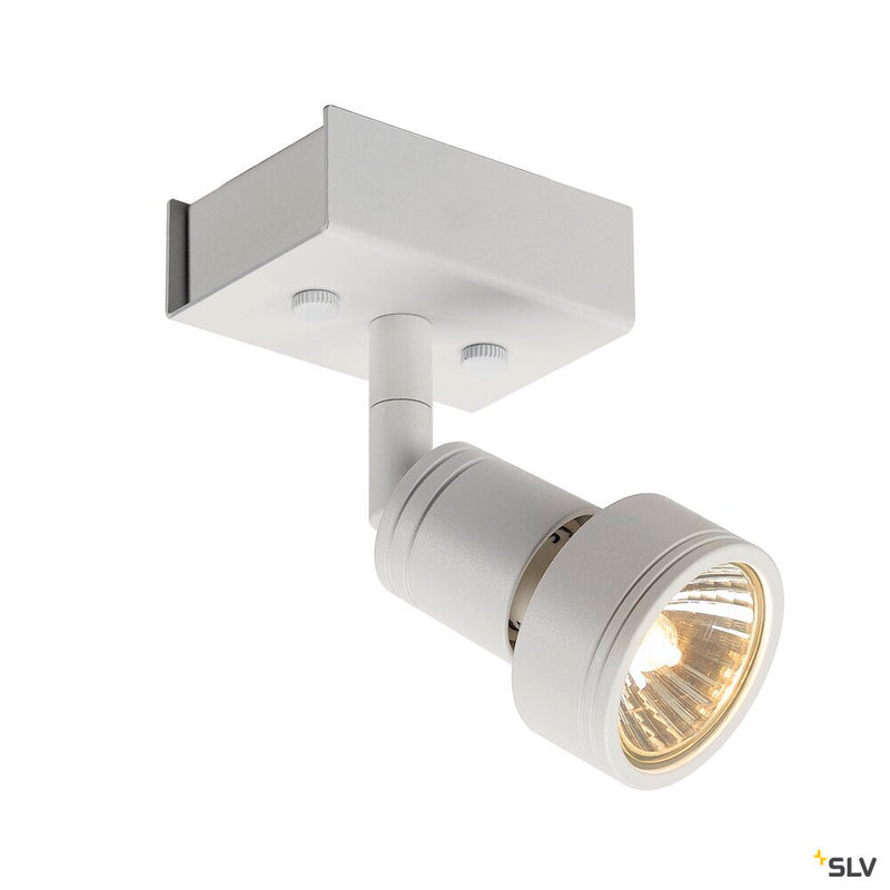 SLV 147361 PURI 1, wall and ceiling light, single-headed, QPAR51, matt white, max. 50 W, with deco ring