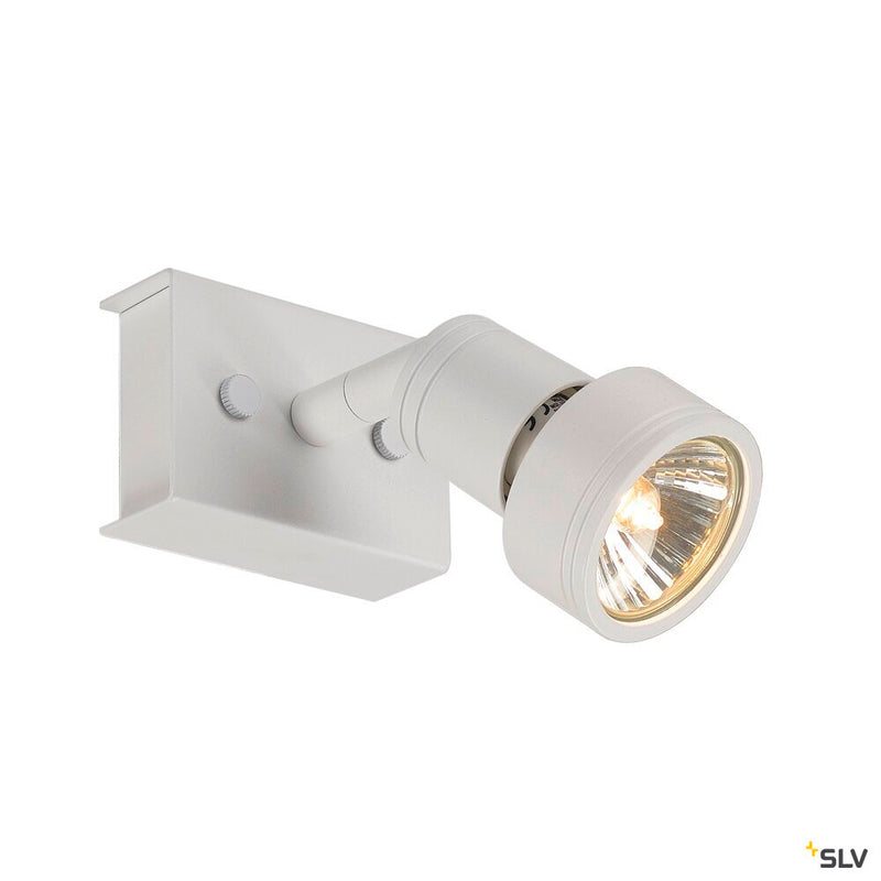 SLV 147361 PURI 1, wall and ceiling light, single-headed, QPAR51, matt white, max. 50 W, with deco ring