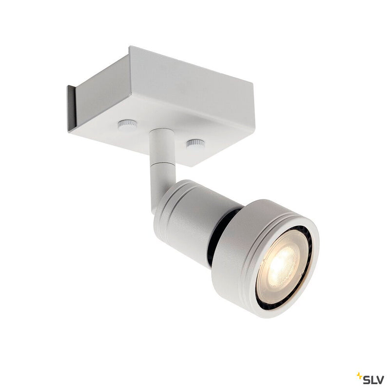 SLV 147361 PURI 1, wall and ceiling light, single-headed, QPAR51, matt white, max. 50 W, with deco ring