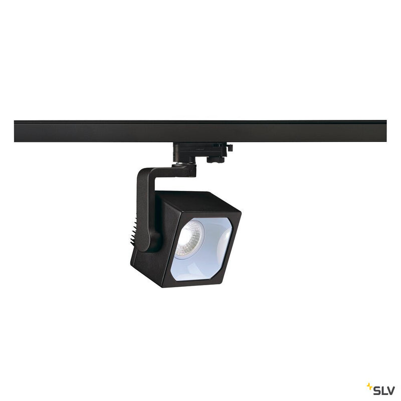 SLV 152780 EURO CUBE, spot for 240V 3-phase track, LED, 4000 K, black, 60°, incl. 3-phase adapter